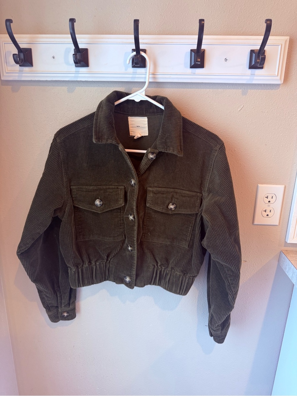Anthropologie/tgla Olive Green Corduroy Button-Up Jacket